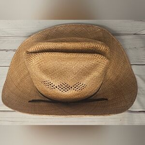 Vintage Bailey U-Rollit Cowboy Western Woven Raffia Straw Hat
